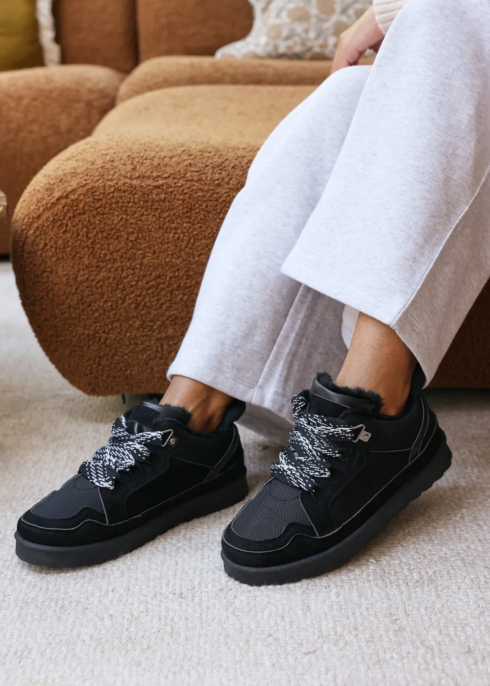 Where's That From Elara Black Faux Suede Lace-Up Trainers - 5 Image 6
