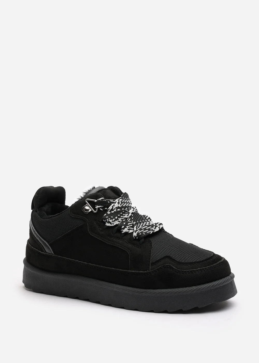 Where's That From Elara Black Faux Suede Lace-Up Trainers - 5 Image 3
