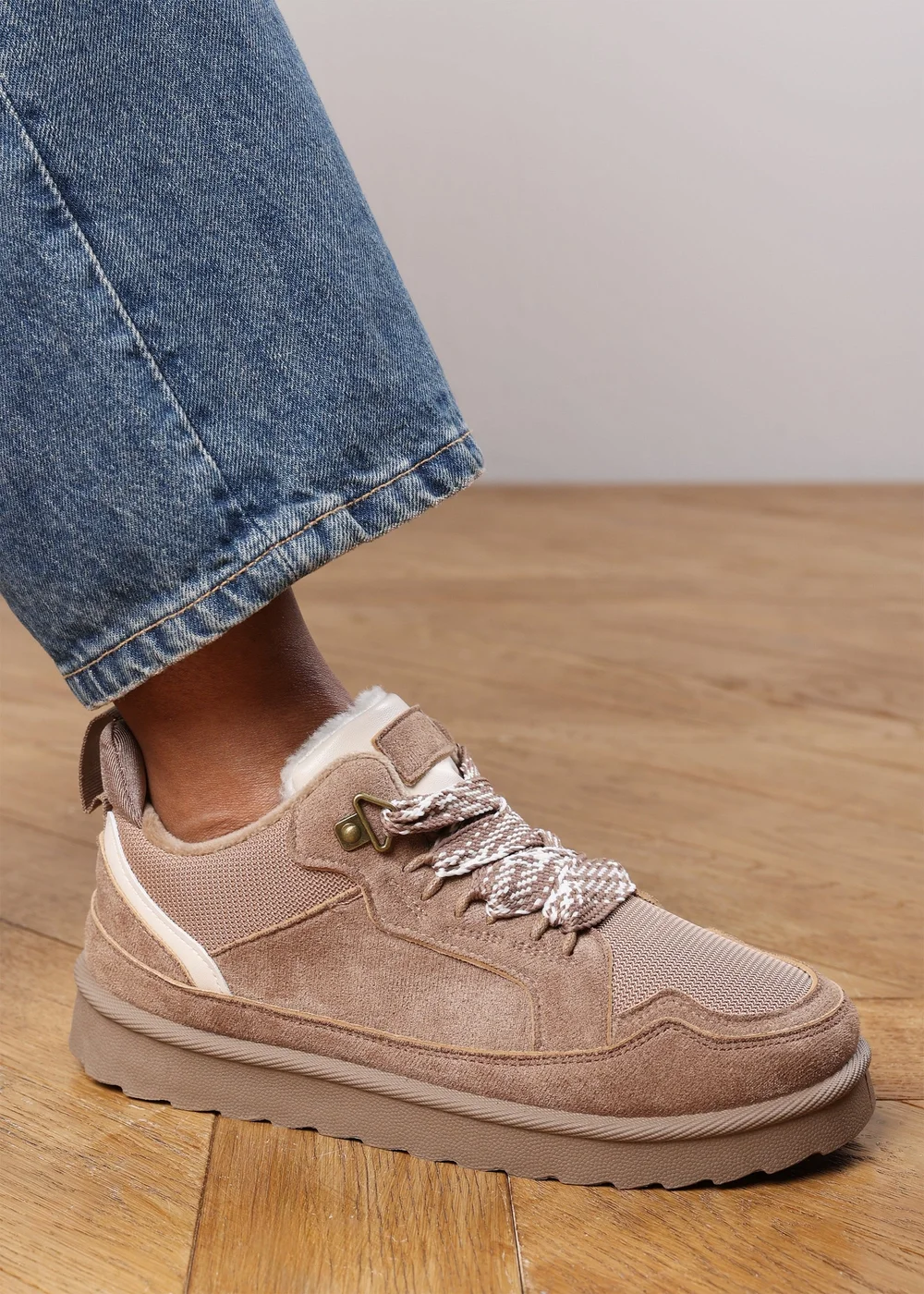 Where's That From Elara Camel Faux Suede Lace-Up Trainers - 8 Image 1