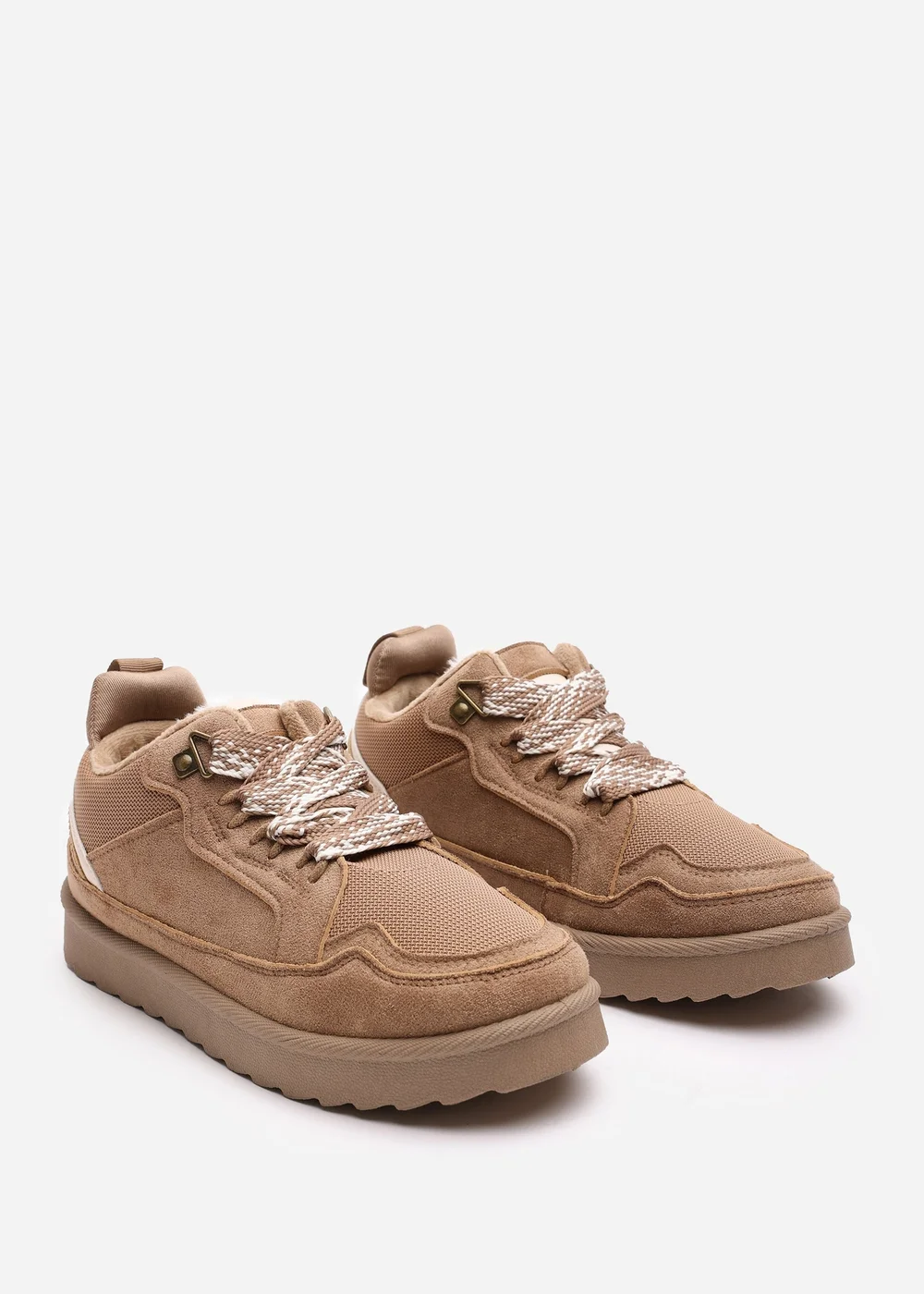 Where's That From Elara Camel Faux Suede Lace-Up Trainers - 8 Image 4