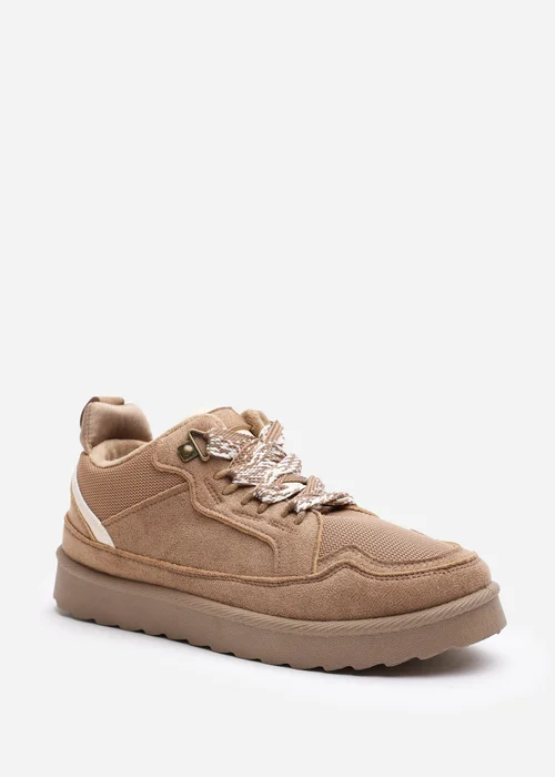 Where's That From Elara Camel Faux Suede Lace-Up Trainers - 8 Image 3