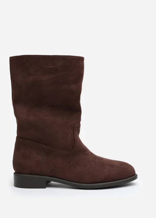 Where's That From Colette Dark Brown Faux Suede Mid Calf Boots - 4 Image 1