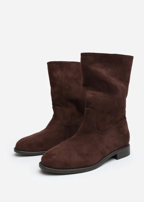 Where's That From Colette Dark Brown Faux Suede Mid Calf Boots - 4 Image 3