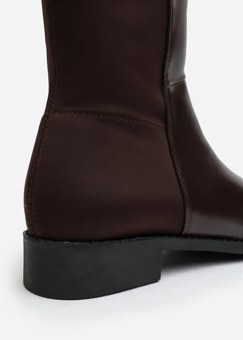 Where's That From Diem Dark Brown PU Over Knee Boots - 4 Image 4