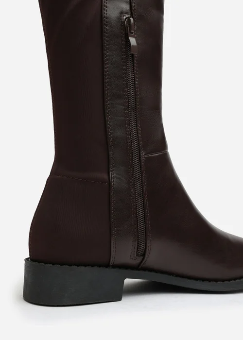 Where's That From Diem Dark Brown PU Over Knee Boots - 4 Image 5