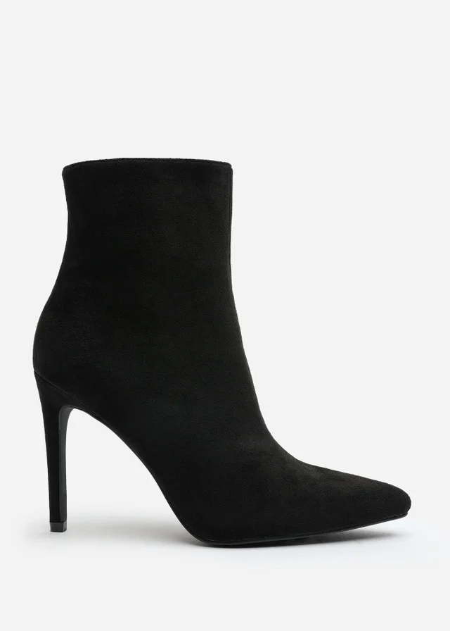 Where's That From Jemima Black Faux Suede Stiletto Ankle Boots
