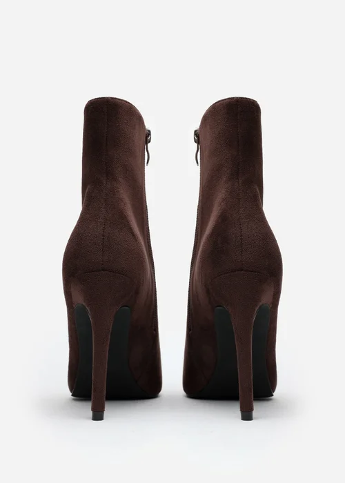 Where's That From Jemima Dark Brown Faux Suede Stiletto Ankle Boots - 8 Image 4