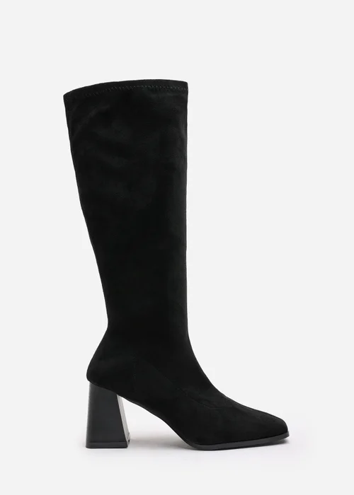 Where's That From Whitney Black Suede Stretch Calf Block Heel Boots - 3 Image 1