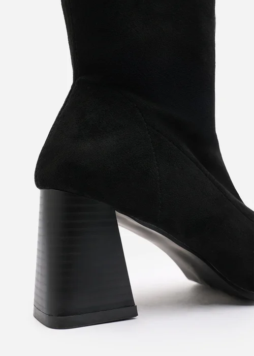 Where's That From Whitney Black Suede Stretch Calf Block Heel Boots - 3 Image 4
