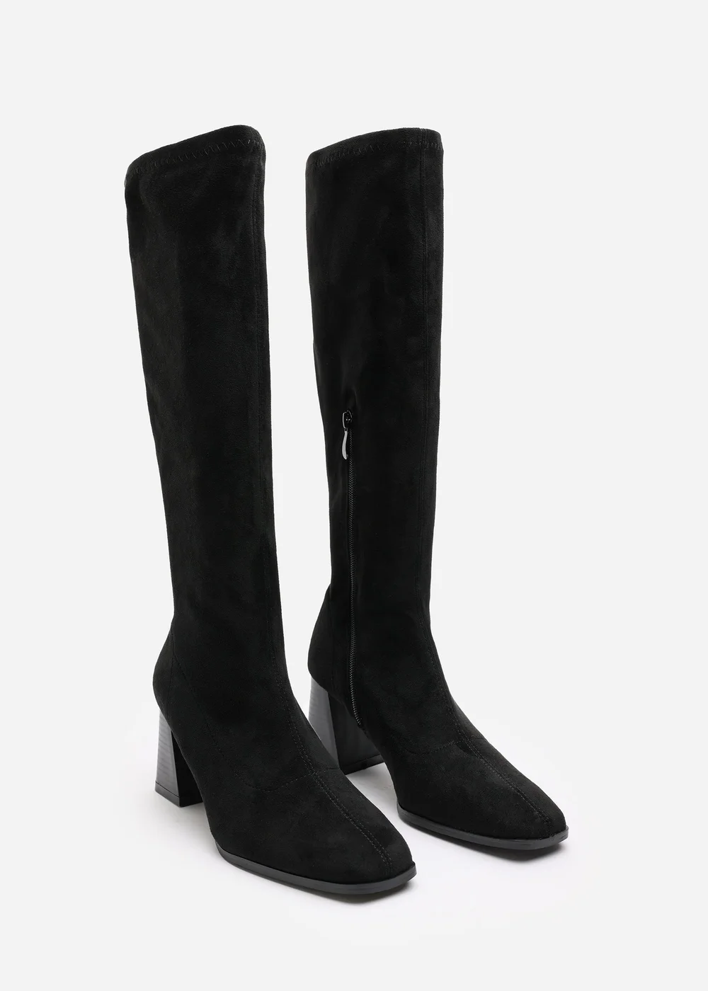 Where's That From Whitney Black Suede Stretch Calf Block Heel Boots - 3 Image 3
