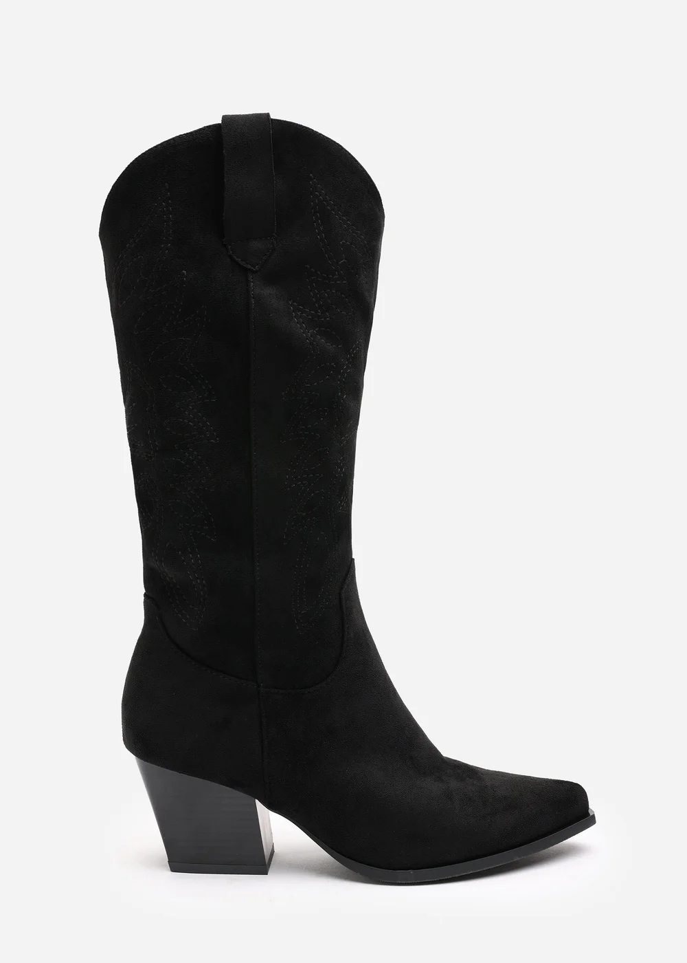 Where's That From Yasmine Black Suede Western Cowboy Calf Boots - 7 Image 1