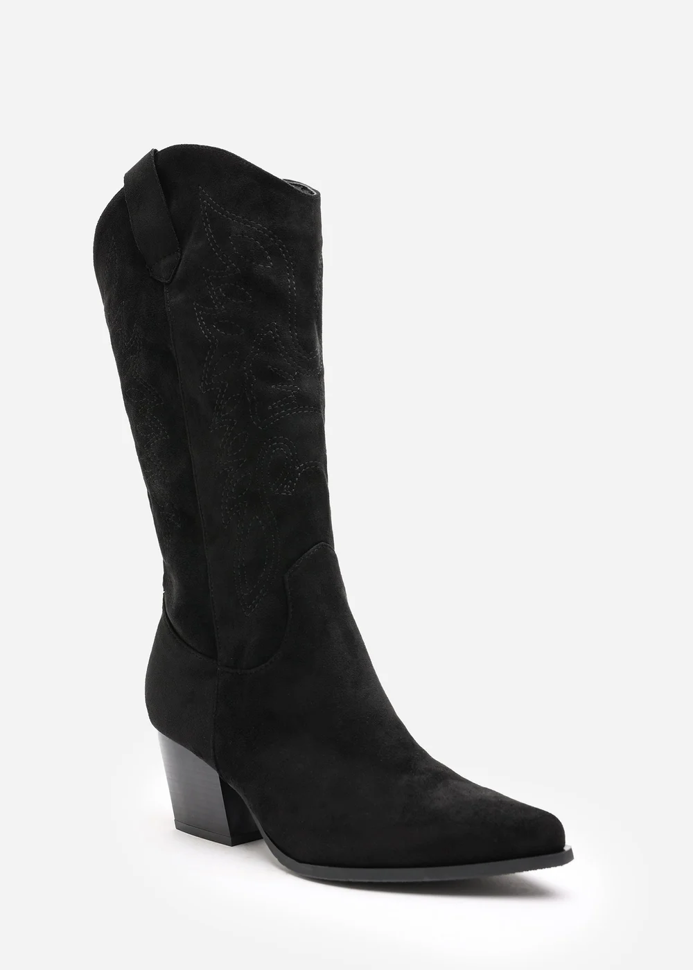 Where's That From Yasmine Black Suede Western Cowboy Calf Boots - 7 Image 3
