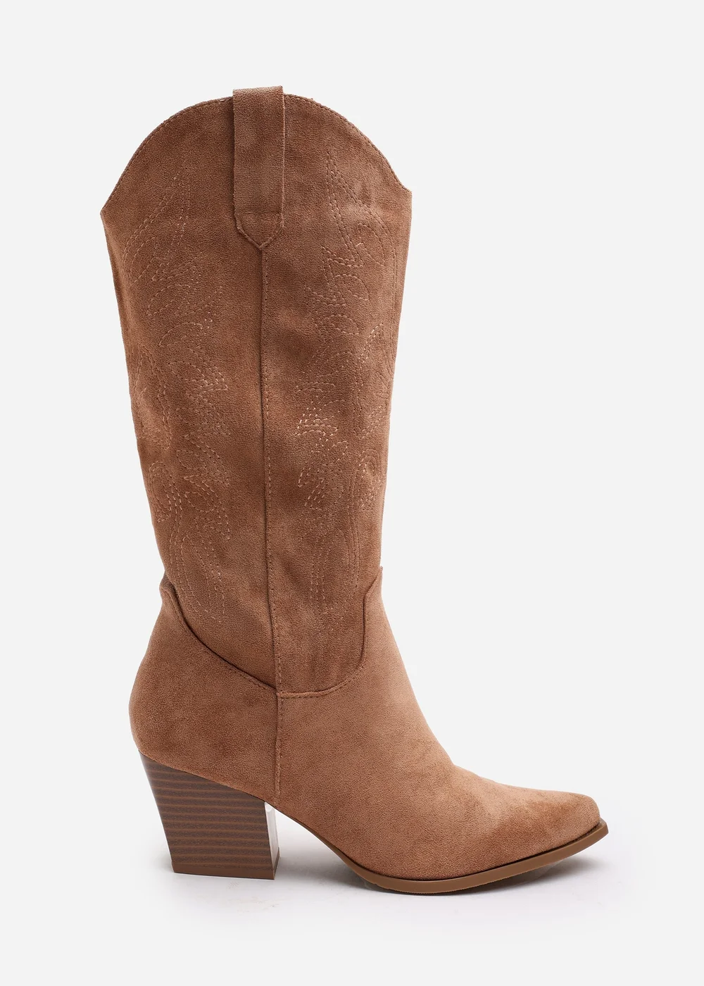 Where's That From Yasmine Camel Suede Western Cowboy Calf Boots - 6 Image 2
