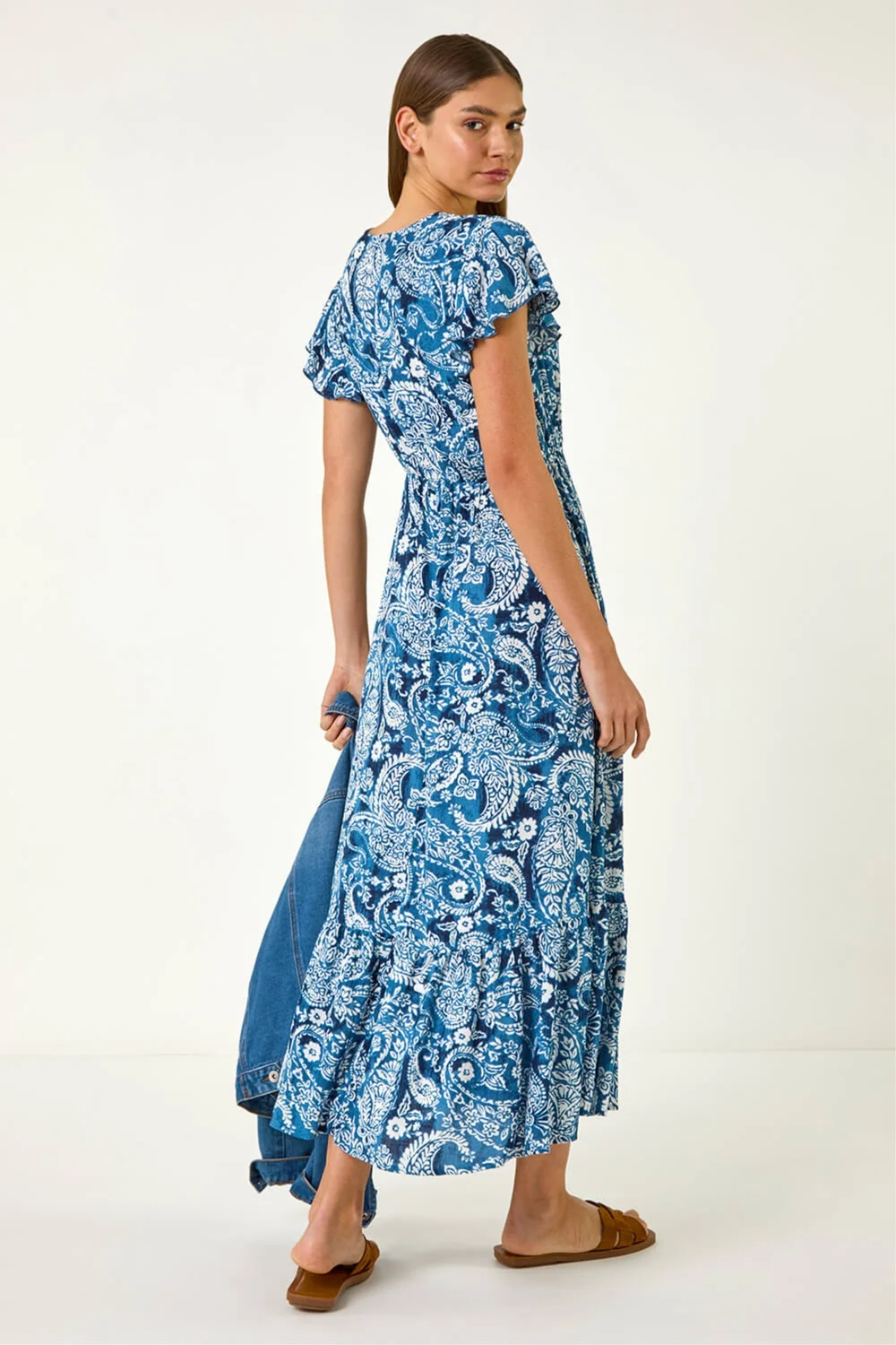 Roman Navy Paisley Print Crinkle Maxi Dress - 18 Image 3