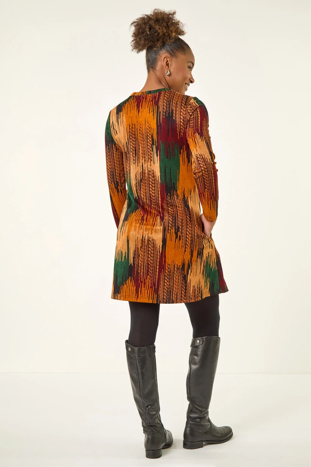 Roman Copper Abstract Side Buttoned Dress - 10 Image 3