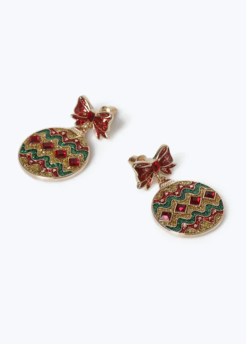 Muse Gold Christmas Bauble Drop Earrings - One Size Image 2