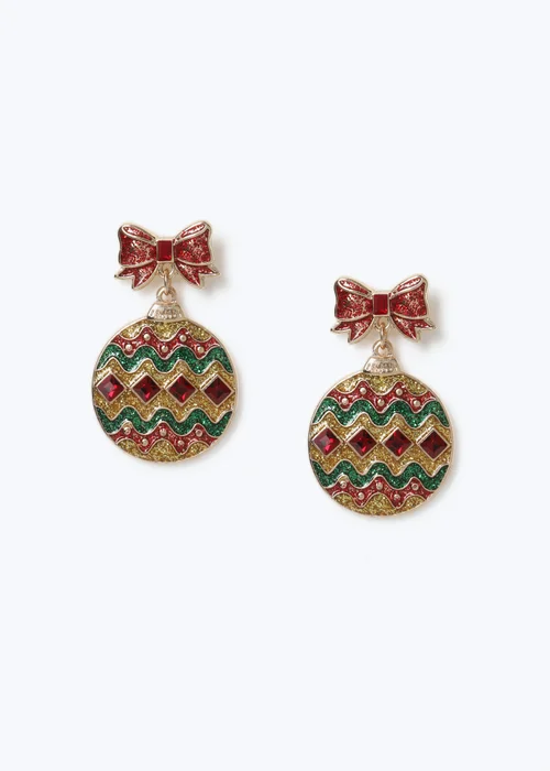 Muse Gold Christmas Bauble Drop Earrings - One Size Image 1