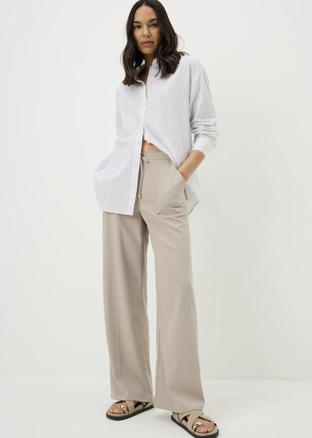 Taupe Full Length Clipper Trousers - 8 Image 2