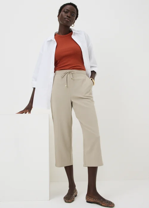 Taupe Cropped Clipper Trousers - 22 Image 1