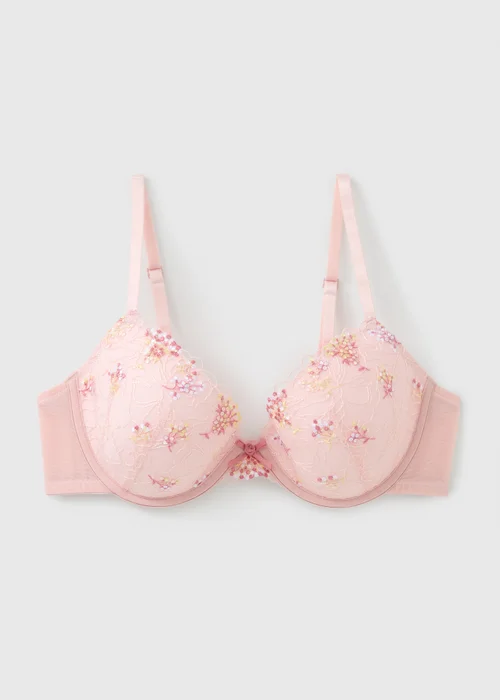 Pink Floral Embroidered Bra - 32A Image 1