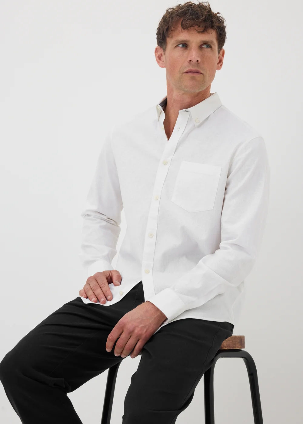 Lincoln White Linen Blend Shirt - M Image 2