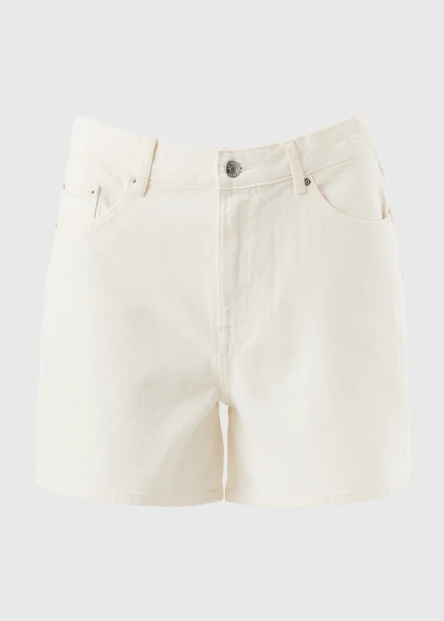 Ecru Mom Denim Shorts