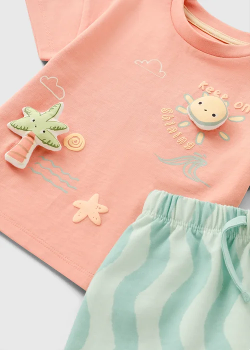 Baby Multicolour 3D Holiday Top & Short Set (0-23mths) - Up to 1 Month Image 2