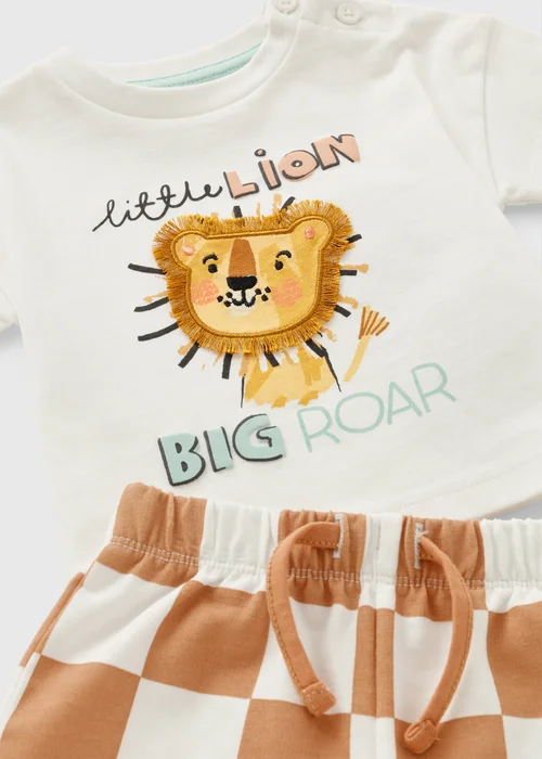 Baby Beige 3D Lion Top & Short Set (0-23mths) - Up to 1 Month Image 2