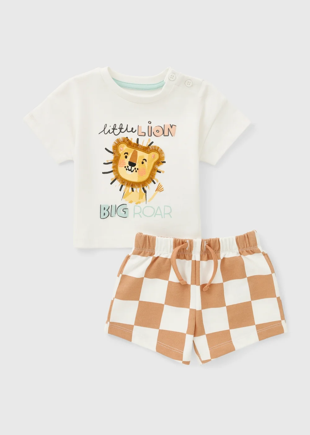 Baby Beige 3D Lion Top & Short Set (0-23mths) - Up to 1 Month Image 1