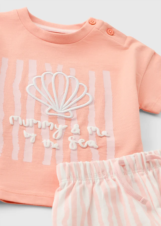 Baby Peach Shell Boho Top & Short Set (0-23mths)