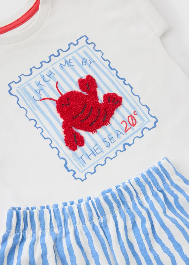 Baby Blue Lobster Stripe Top & Short Set (0-23mths)