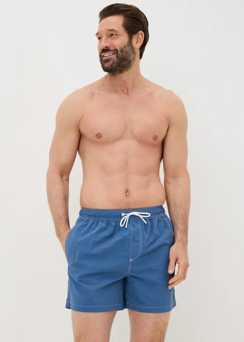 Blue Contrast Stitch Swim Shorts - 2XL Image 1
