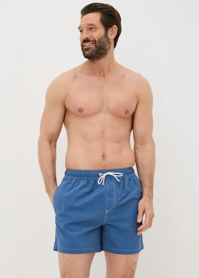 Blue Contrast Stitch Swim Shorts