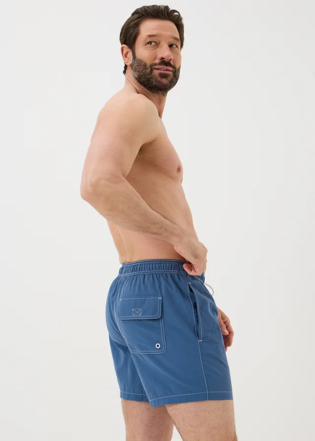 Blue Contrast Stitch Swim Shorts