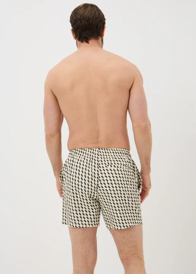 Yellow Geometric Textured Swim Shorts