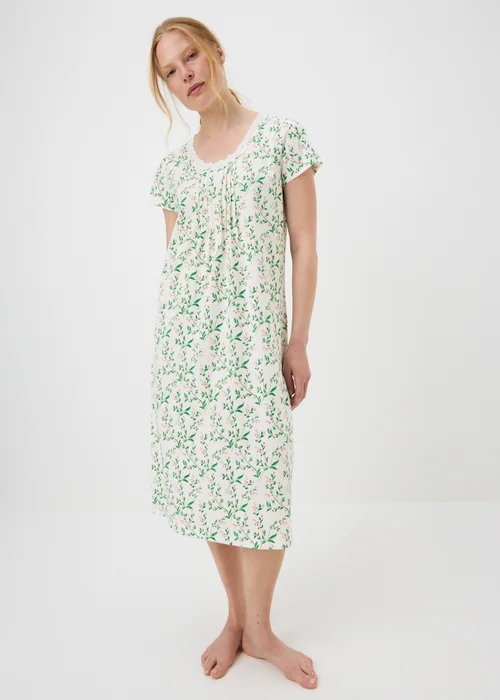 Cream Floral Lace Longline Nightie - M Image 1
