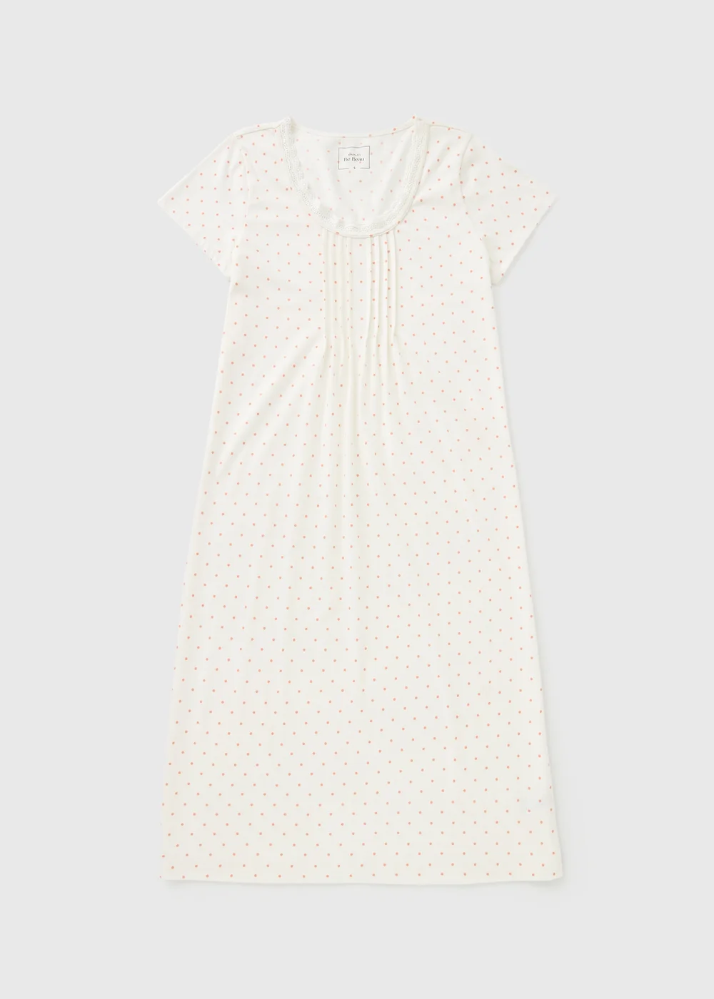 Cream Spot Lace Trim Longline NIghtie - XS Image 1
