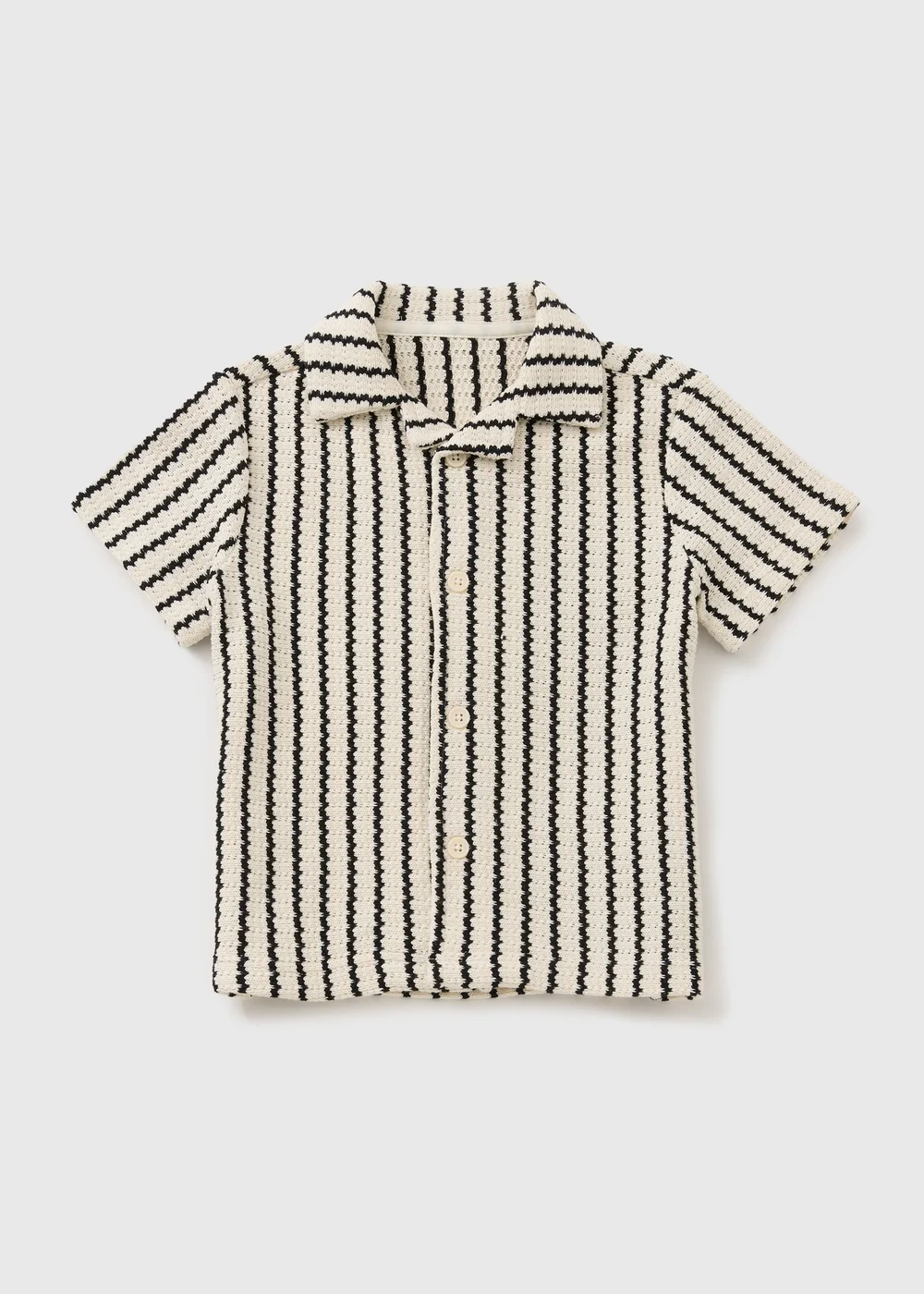 Boys Black Stripe Knit Crochet Shirt (1-7yrs) - 1-1.5 Yrs Image 1