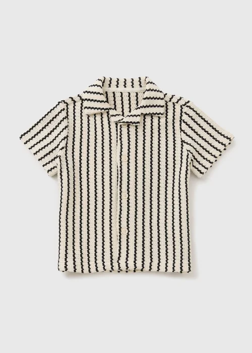 Boys Black Stripe Knit Crochet Shirt (1-7yrs) - 1-1.5 Yrs Image 1