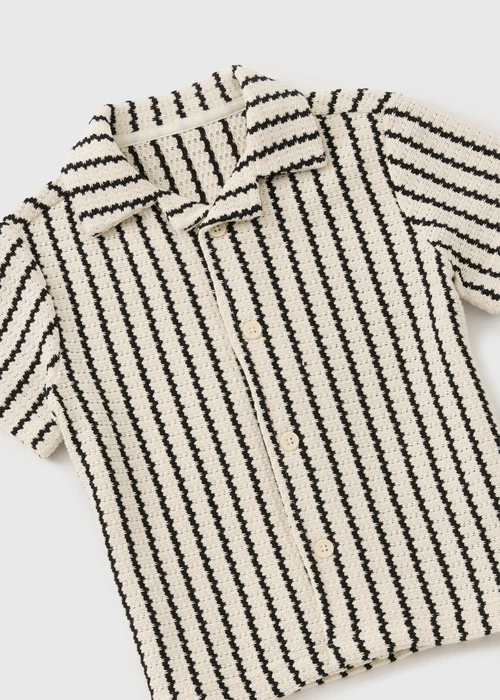 Boys Black Stripe Knit Crochet Shirt (1-7yrs) - 1-1.5 Yrs Image 2