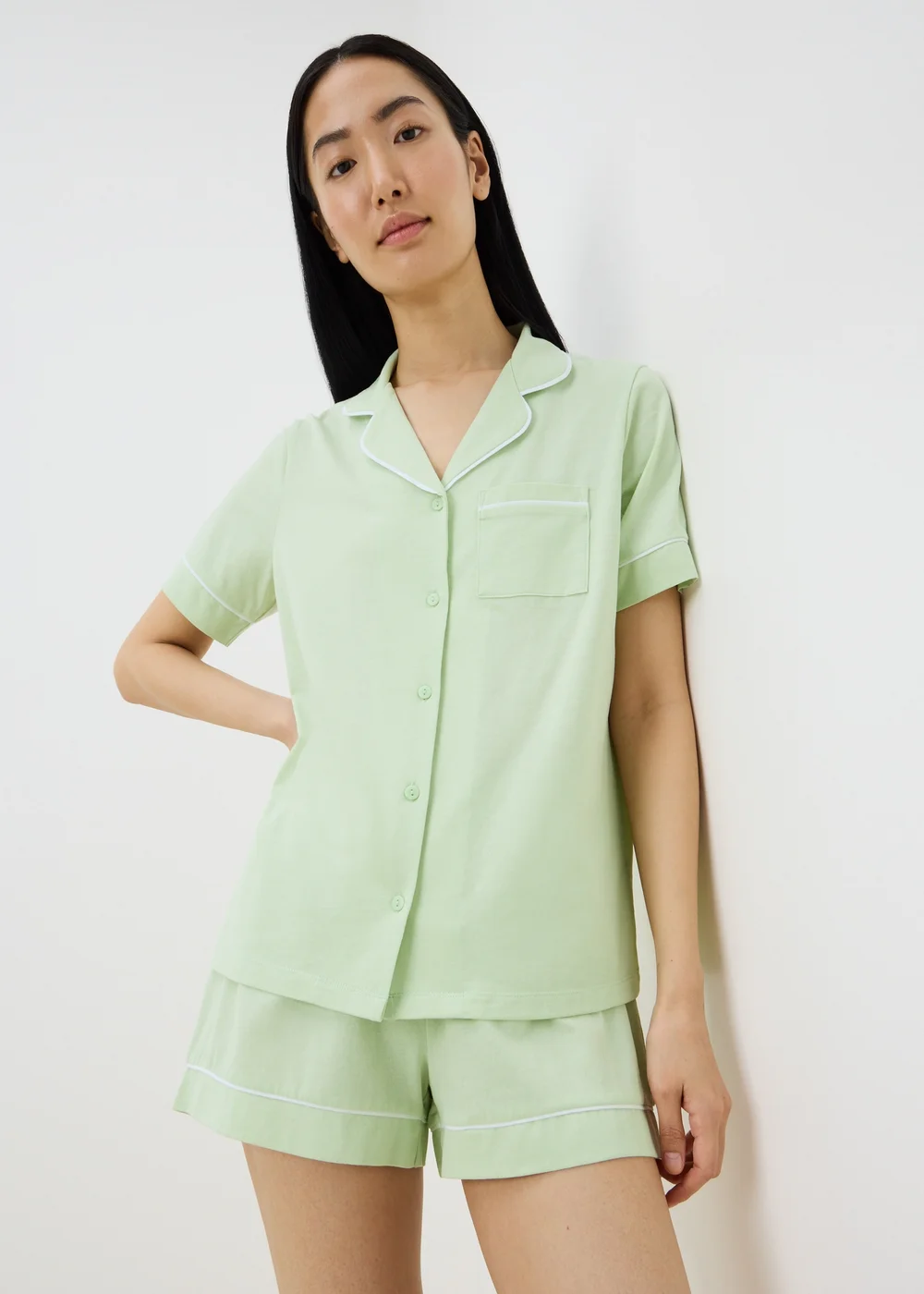 Green Traditional Button Up Short Pyjama Set - L Image 1