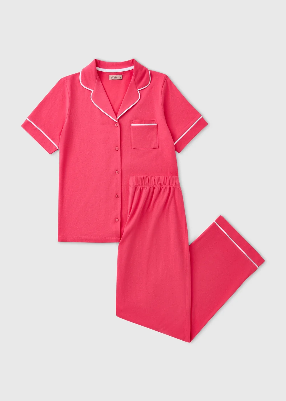 Pink Traditional Button Up Short Sleeve Pyjama - XS Image 1
