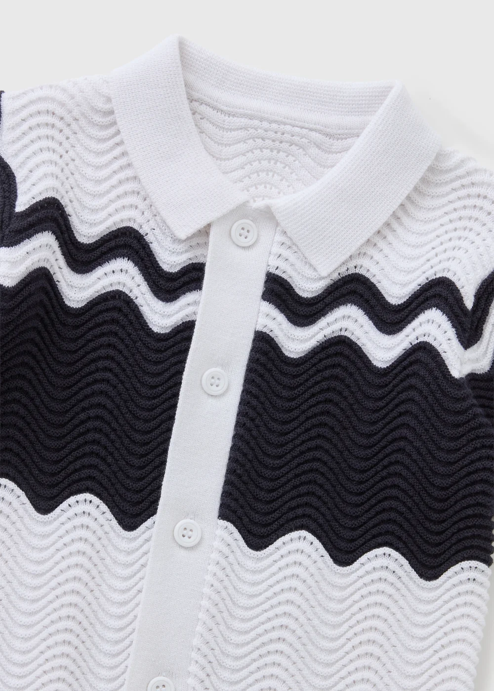 Boys Navy Wave Crochet Shirt (1-7yrs) - 6-7 Yrs Image 2