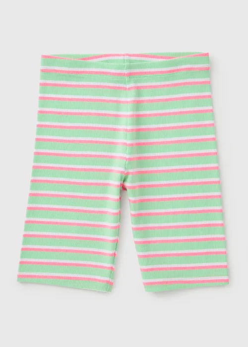 Girls Green Stripe Cycling Shorts (7-15yrs) - Age 10 Years Image 1