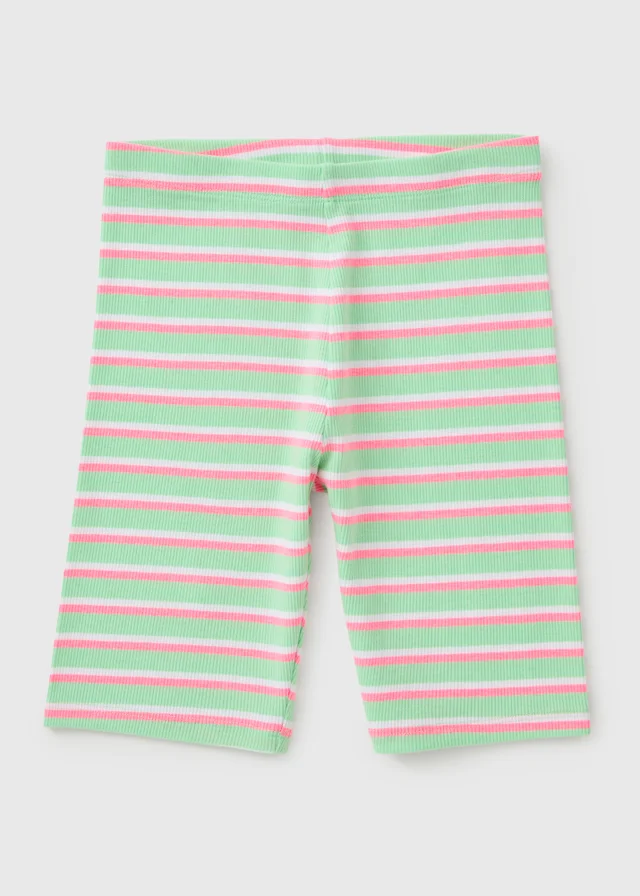 Girls Green Stripe Cycling Shorts (7-15yrs)