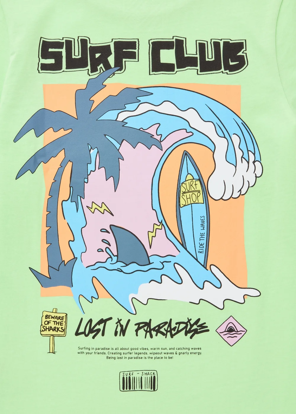 Boys Green Surf Club T-Shirt (7-15yrs) - Age 9 Years Image 2