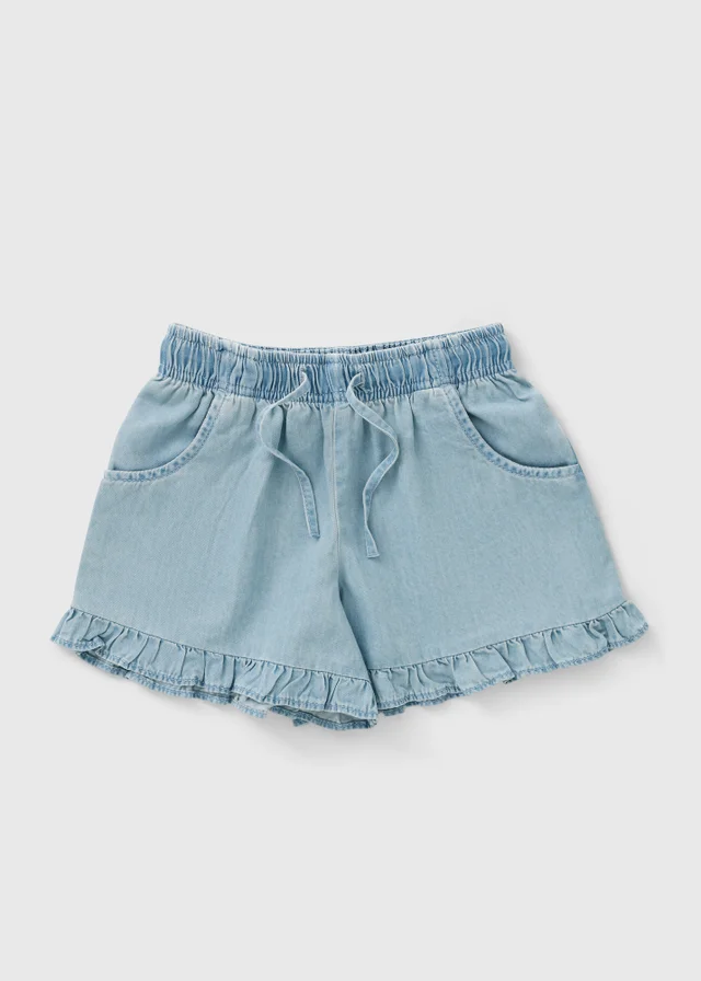 Girls Light Wash Chambray Denim Shorts (7-15yrs)