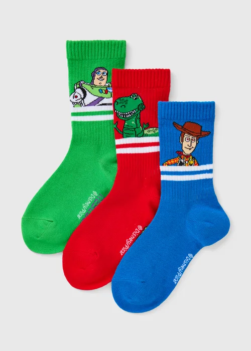 Toy Story 3 Pack Boys Multicolour Sport Socks (Younger 6-Older 3.5) - Sizes 6 - 8.5 Image 1