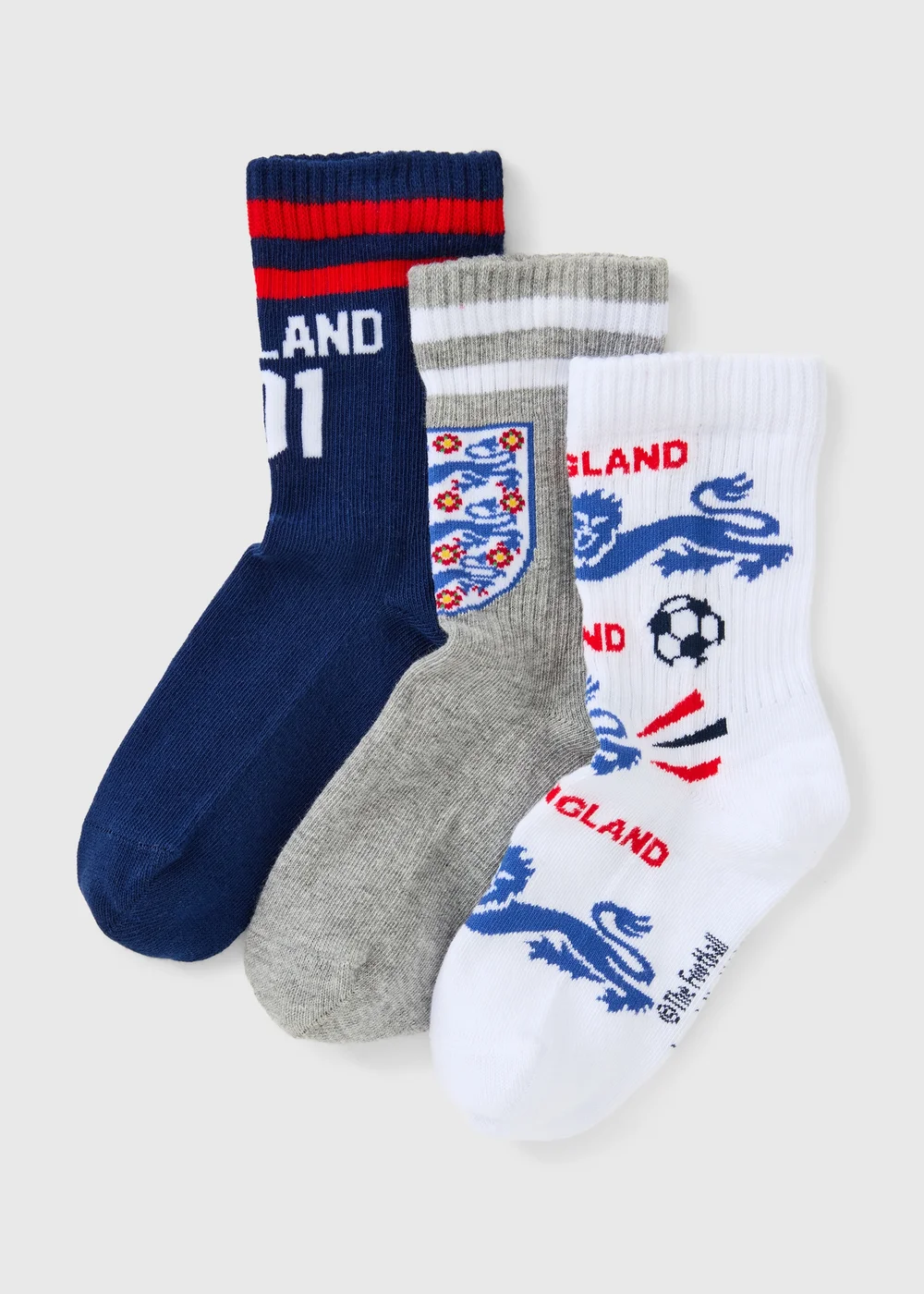 England 3 Pack Boys Football Multicolour Socks (Younger 9-Older 6.5) - Sizes 9-12 Image 1