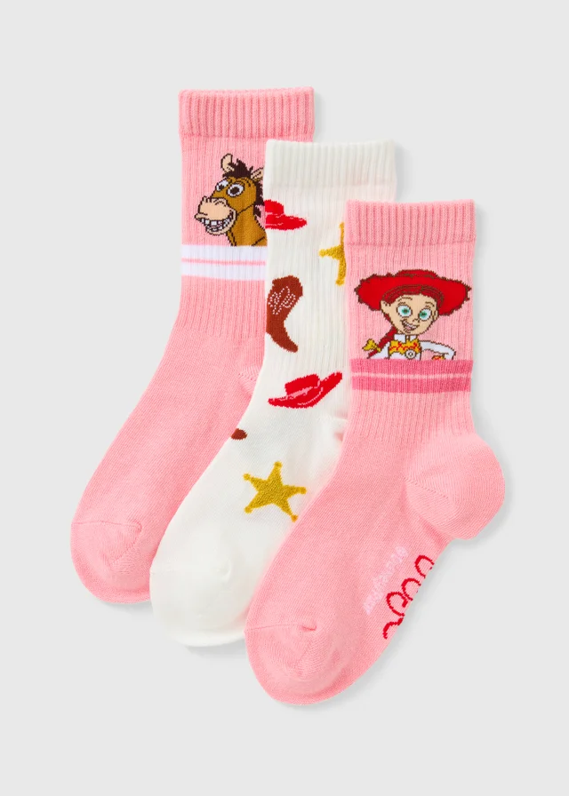 Disney Toy Story Girls Pink Jessie Sports Socks (Younger 9-Older 6.5)
